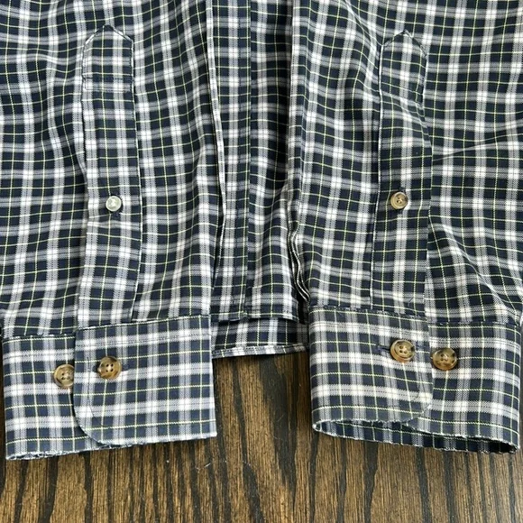 Vintage Brooks Brothers 90s Navy Plaid Button-Down Dress Casual Shirt Men Large - Picture 9 of 10
